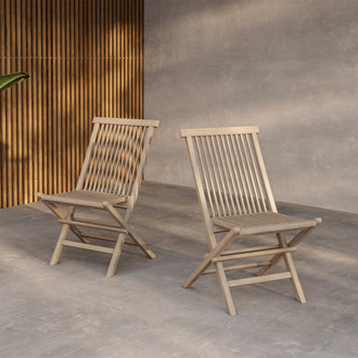 Jildou inklapbare houten tuinstoel whitewash Bruin