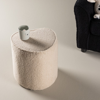 Jilly hartvormige kinderpoef teddy beige