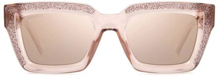 Jimmy Choo Megg Vierkante Glitter Zonnebril Perzik