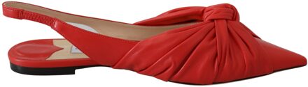 Jimmy Choo Vrouwen Annabell Flat Nap Chilli Leer Platte Schoenen Rood
