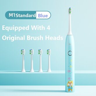 Jimok M1 Kinderen Elektrische Tandenborstel Smart Borstel Whitening IPX7 Waterdichte Kind Elektrische Borstel Usb Snel Opladen lucht blauw