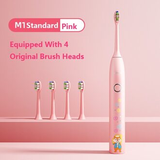 Jimok M1 Kinderen Elektrische Tandenborstel Smart Borstel Whitening IPX7 Waterdichte Kind Elektrische Borstel Usb Snel Opladen roze