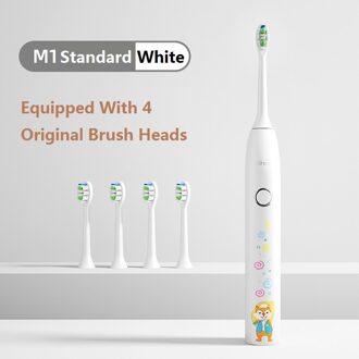 Jimok M1 Kinderen Elektrische Tandenborstel Smart Borstel Whitening IPX7 Waterdichte Kind Elektrische Borstel Usb Snel Opladen wit