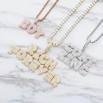 JINAO New Personalized Name Custom Letters Pendant Necklace For Men Women Gift Hip Hop AAA Cubic Zirconia Jewelry
