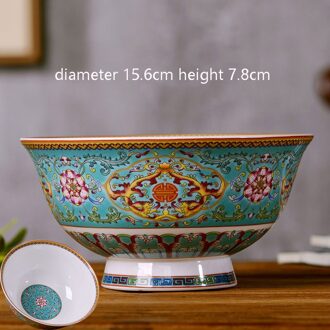 Jingdezhen Groen Emaille Fijne Bone China Kom Keramische Kom Levensduur En Geluk dia 15.6cm bowl x1