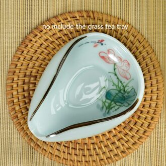 Jingdezhen Handgeschilderde Vintage Lotus Keramische Thee Houder Chinese Kung Fu Thee Set Porselein Celadon Cha Hij Onder Geglazuurd Thee lepel B