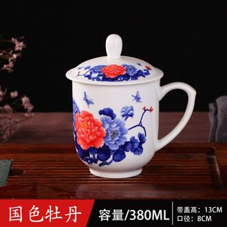 Jingdezhen Keramische Cup, Bone China Cup, Kantoor Cup, Conferentie Cup, Thee Cup Met Cover, water Cup In Conferentieruimte Van Hotel groen