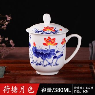 Jingdezhen Keramische Cup, Bone China Cup, Kantoor Cup, Conferentie Cup, Thee Cup Met Cover, water Cup In Conferentieruimte Van Hotel licht geel