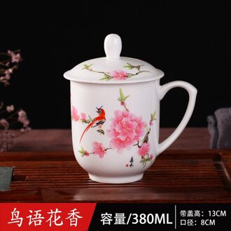 Jingdezhen Keramische Cup, Bone China Cup, Kantoor Cup, Conferentie Cup, Thee Cup Met Cover, water Cup In Conferentieruimte Van Hotel licht grijs