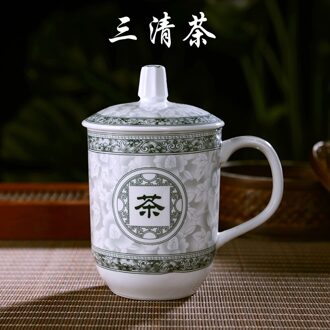 Jingdezhen Thee Beker Met Deksel Keramische Kantoor Cup Vergaderzaal Thee Cup Maat Hotel Bone China Water Cup Mannelijke blauw