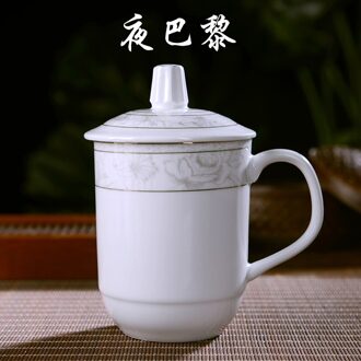 Jingdezhen Thee Beker Met Deksel Keramische Kantoor Cup Vergaderzaal Thee Cup Maat Hotel Bone China Water Cup Mannelijke licht geel
