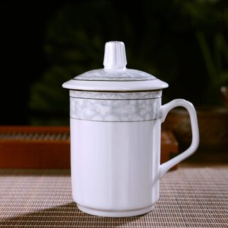 Jingdezhen Thee Cup Porselein Met Cover Bone China Grote Water Cup Blauw En Wit Porselein Kantoor Cup Conferentie Cup customi
