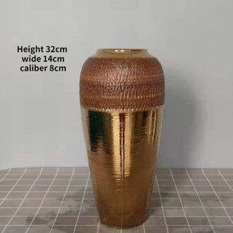 Jingdezheng Keramiek Goud Ambachten Vaas Voor Gedroogde Bloem Huis Woonkamer Desktop Bloemstuk