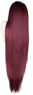 JINGFA HAAR Lange Stijl Straight Hittebestendige Synthetisch Haar Voor Vlechten Lace Front Pruik FS1B/99J