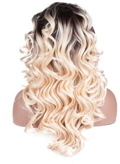 JINGFA Lang Haar Synthetische Natuurlijke Golf Lace Front Pruik Grils Party Pruik #4/613