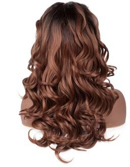 JINGFA Lang Haar Synthetische Natuurlijke Golf Lace Front Pruik Grils Party Pruik OM2730
