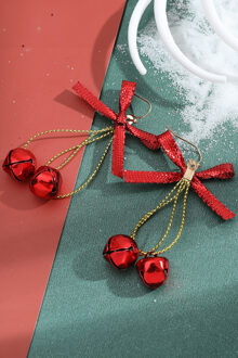Jingle Bell Strik Dangle Oorbellen Rood