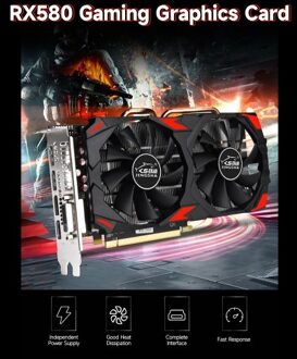 JINGSHA RX580 Gaming Graphics Card 8GB/GDDR5/256bit Memory 1257/1340MHz Core Frequency 2 Cooling Fans Design 3*DP+HDPorts