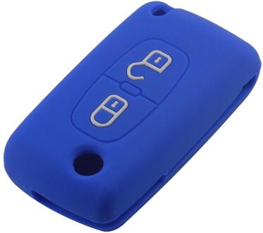 Jingyuqin Remote Folding Flid Autosleutel Case Cover 2 Knoppen Siliconen Voor Peugeot 207 307 308 407 408 darkblue
