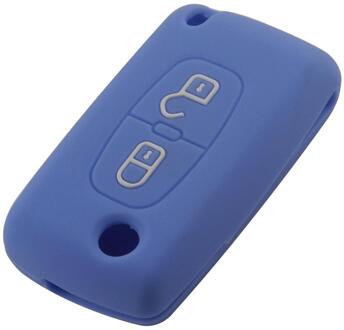 Jingyuqin Remote Folding Flid Autosleutel Case Cover 2 Knoppen Siliconen Voor Peugeot 207 307 308 407 408 lightblue