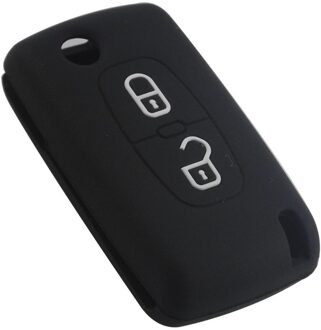 Jingyuqin Remote Folding Flid Autosleutel Case Cover 2 Knoppen Siliconen Voor Peugeot 207 307 308 407 408 zwart