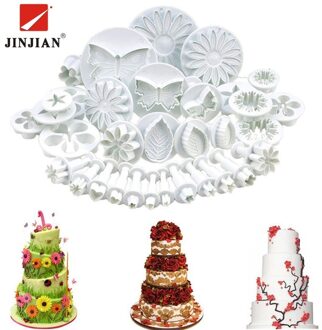 JINJIAN 33 stks/set Fondant Cookie Cake Cutter Stempel Plunger Cutters Reliëf Mold Mallen DIY Keuken Bakken Cake Decorating Gereedschap