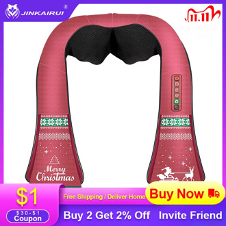 JinKaiRui Christmas Gift Home Car Office U shape Electrical Shiatsu Kneading Neck Shoulder Body Massager with Infrared Heated