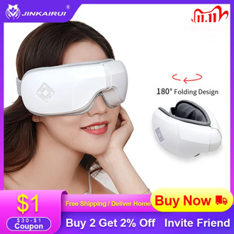 Jinkairui Electric Bluetooth Foldable New Upgrade Eye Massager Vibration HeatCompress Music Pressure Massage Relieve Eye Fatigue