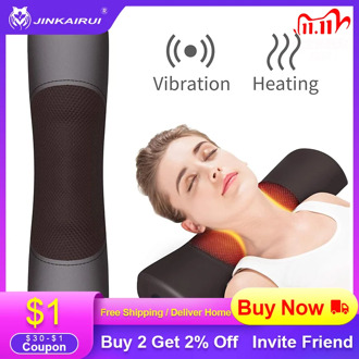 JinKaiRui Electric Infrared Heating Kneading Neck Shoulder Back Body Spa Massage Pillow Car Chair Shiatsu Massager Masaj Device