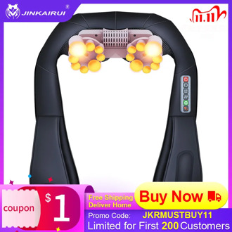 Jinkairui Electrical Neck Shoulder Back Body Massager Shiatsu Kneading Infrared Heated Massage Car Home Masaj Device with Box