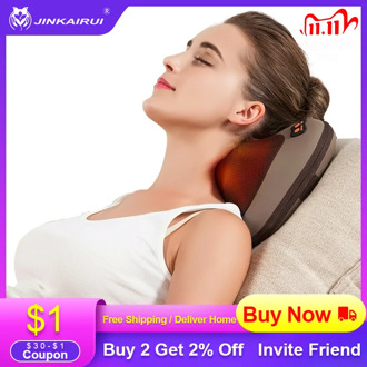 JinKaiRui Massager Pillow Vibrating Kneading Neck Body Hammer Infrared Shiatsu Electric Shoulder Back Massage Massager Car/Home