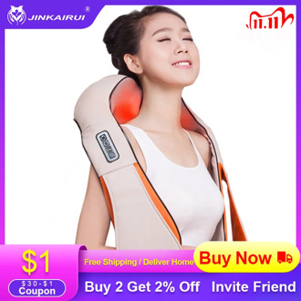 Jinkairui U Shape Car/Home/Office Neck Massager Electrical Shiatsu Shoulder Back Body Massagers Infrared 3D Massagem