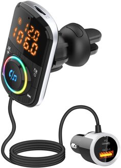 Jinserta Auto Fm-zender Bluetooth V5.0 Draadloze Radio Adapter Muziek MP3 Speler QC3.0 Usb Type-C PD18W Snel Opladen