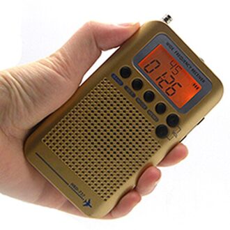 JINSERTA Vliegtuigen Volledige Band Radio VHF Ontvanger Draagbare Radio FM/AM/SW/CB Wereld Band Stereo Recorder met Wekker Lcd-scherm goud