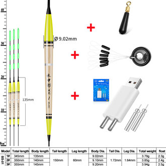 Jiuyu Smart Vissen Led Light Float Lichtgevende Gloeiende Float + Lader Set Fish Bite Automatisch Herinneren Elektrische Vissen Boei groen suit