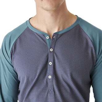 JJB12 Katoenen pyjama met lange mouwen en ronde hals voor heren - maat Groen