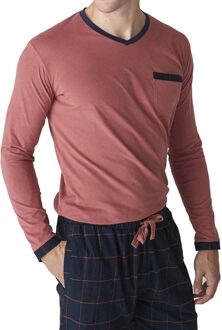 JJB18 Katoenen pyjama met lange mouwen voor heren Blauw - 2XL
