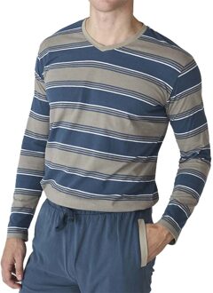 JJB18 Katoenen pyjama met lange mouwen voor heren Blauw