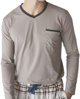 JJB18 Katoenen pyjama met lange mouwen voor heren Bruin - 2XL