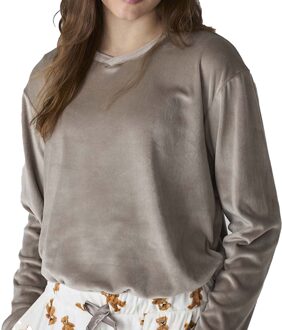 JJB4 Damespyjama van fluweel met lange mouwen Grijs - 2XL