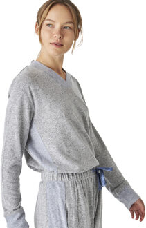 JJB5 Zacht gebreide damespyjama met lange mouwen en V-hals Grijs