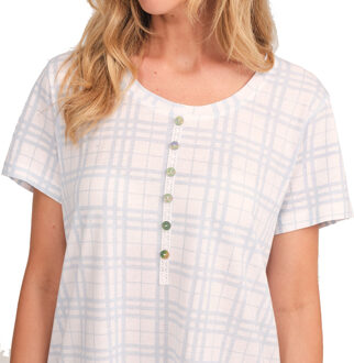 JJBFH0710 Nachtjapon met korte mouwen voor dames Wit - S