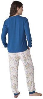 JJBFP0400 Katoenen pyjama voor dames met lange mouwen Blauw