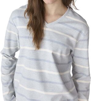 JJBFP1600 Katoenen damespyjama met lange mouwen en V-hals Grijs - XL