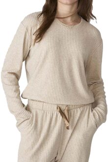 JJBFP2000 Geribde damespyjama met lange mouwen - maat Beige