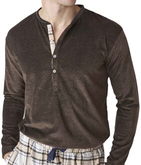 JJBFP5202 Herenpyjama van fluweel met lange mouwen Bruin