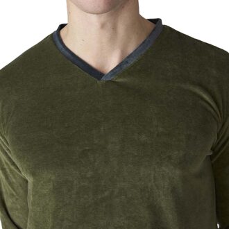 JJBFP801 Herenpyjama van fluweel met lange mouwen Groen - XL