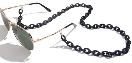 JJFOUCS Mode Vrouwen Bruine Lenzenvloeistof Kettingen Acryl Leesbril Touw Opknoping Hals Ketting Hars Meisjes Zonnebril Ketting Band 1zwart