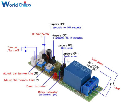 JK11 Cycle Timer Delay Relay Module DC 5V 12V 24V On/Off Switch Power Supply 0-15Min 0-60Min Cycle Timer Relay with Cable
