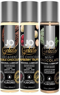 JO Gelato Chocolate Treat - Mint Chocolate, White Chocolate & Double Chocolate - Glijmiddel Op Waterbasis 3x30ml Transparant